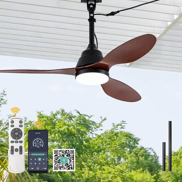 Oaks Aura Wichi 42 in. Black Outdoor Modern Smart Ceiling Fan with