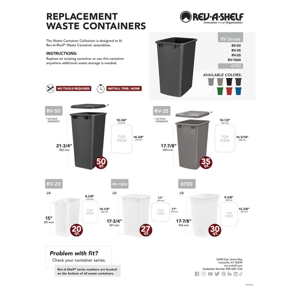 White 27 Quart Polymer Replacement Trash Container