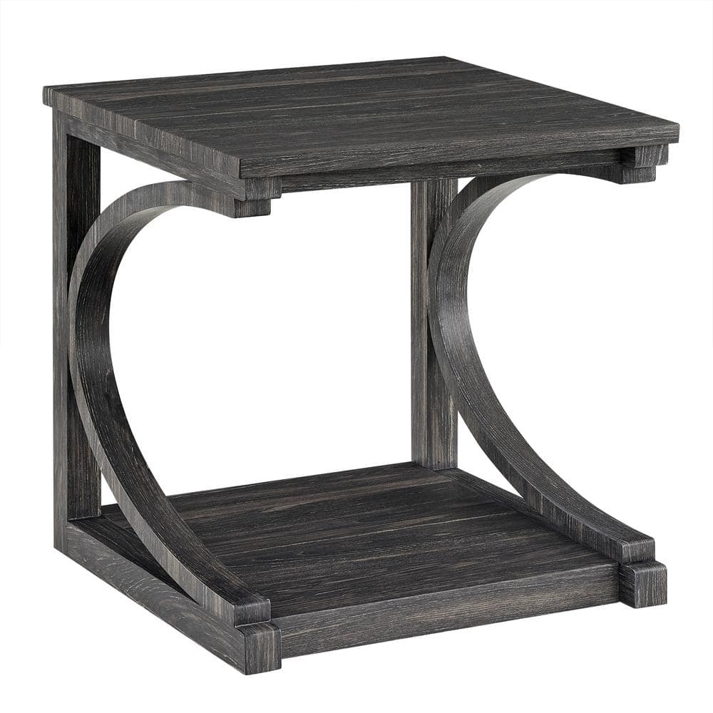 23.8 in. Black Square Wood Coffee Table Modern Center Table with Storage Ap