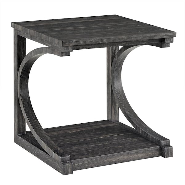 CSC DECOR INC 23.8 in. Black Square Wood Coffee Table Modern Center Table with Storage Apartment Dining Table, End Table, Accent Table