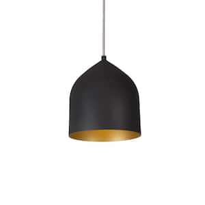 Helena 8 in. 1 Light 13-Watt Black/Gold Integrated LED Pendant Light