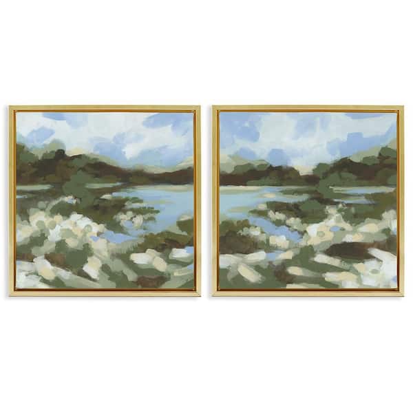 Stupell Industries Vivid Impressionist Landscape by June Erica Vess 2 Pieces Gold Floater Frame Nature Graphic Art Print 18 in. x 18 in.