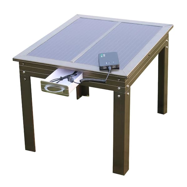 NATURE POWER Savana Solar Patio Table with Rechargeable Battery Power Bank for Portable Devices