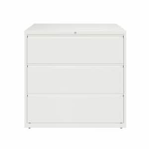 42 in. W 3-Drawer White Metal Lateral File Cabinet for Home and Office, Holds Letter, Legal and A4 Hanging Folders