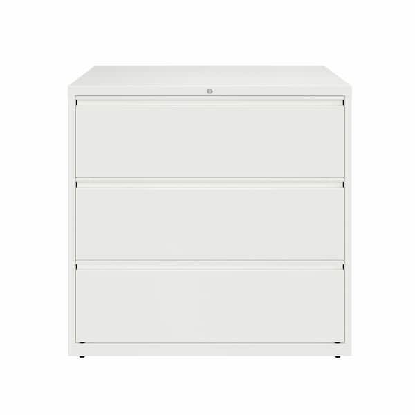 42 in. W 3-Drawer White Metal Lateral File Cabinet for Home and Office, Holds Letter, Legal and A4 Hanging Folders
