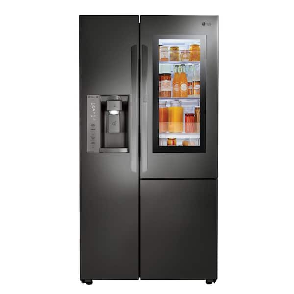 LG 21.7 cu. ft. Slide-in Side-by-Side Smart Refrigerator with Wi-Fi Enabled in Black Stainless Steel, Counter Depth