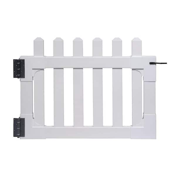Photo 1 of 3-1/2 ft. x 2-5/8 ft. Newport Vinyl Picket Fence Gate with Stainless Steel Hardware