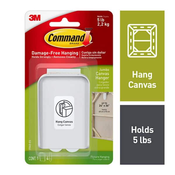 Command 5 lb. Jumbo White Canvas Picture Hanger (1 Hook, 4 Strips)
