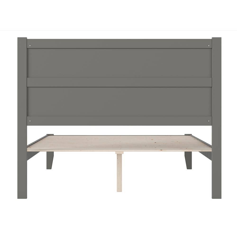 Noho Gray Queen Upholstered Wood Platform Bed with Headboard and Slats