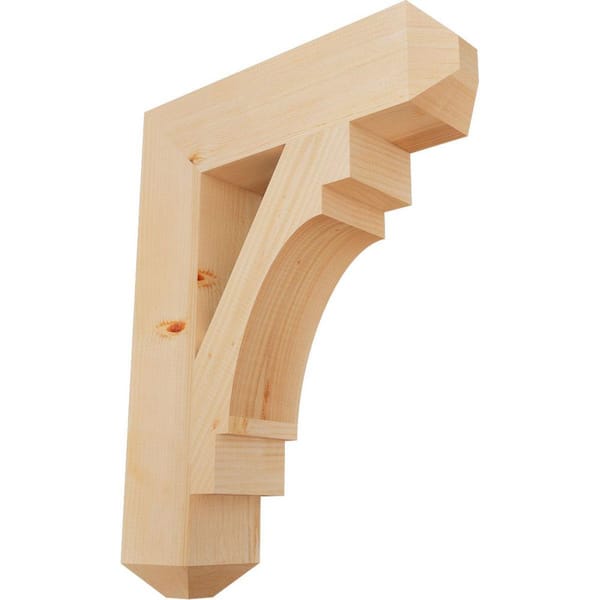 Ekena Millwork 5.5 in. x 32 in. x 24 in. Douglas Fir Merced Craftsman Smooth Bracket