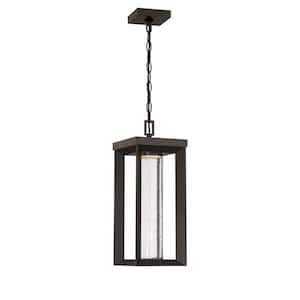 Shore Pointe 1-Light Oil Rubbed Bronze LED Pendant Light with Clear Seeded Glass Shade