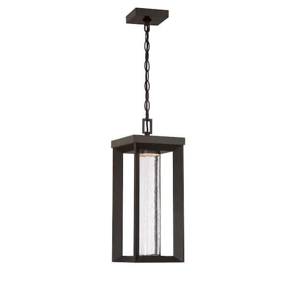 Minka Lavery Shore Pointe 1-Light Oil Rubbed Bronze LED Pendant Light with Clear Seeded Glass Shade