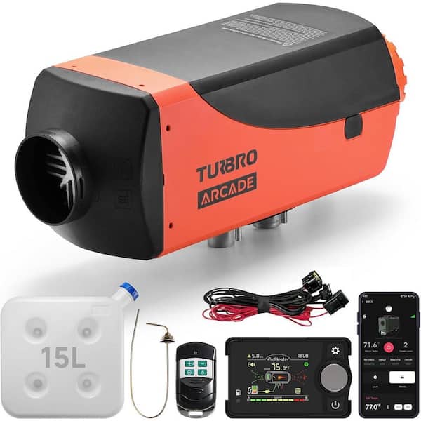 27K BTU /8kW Diesel Heater, DC 12V/24V Parking Space Heater with 4 Gal Fuel Tank, Smart LCD, Remote/Bluetooth Controlled