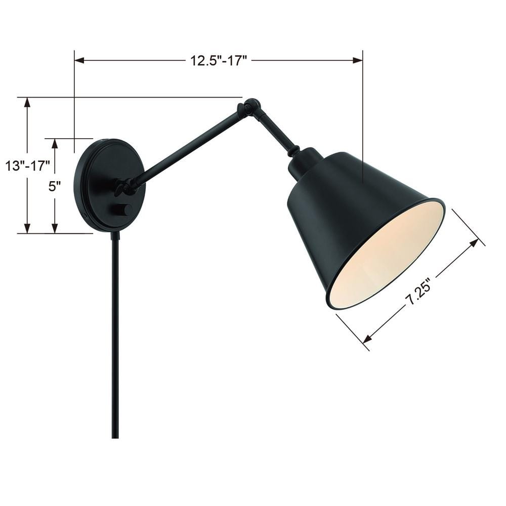 Mitchell Matte Black Steel Adjustable Arm Sconce