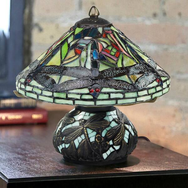 Vintage Ornate Tiffany Style Stained Glass Tulip Dual Shade retailer Table Lamp Works