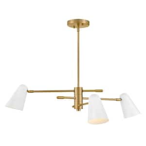 Birdie 3-Light Lacquered Brass With Matte White Accents Tier Chandelier