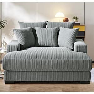 Luxe Collection 55 in. Wide Square Arm Soft Corduroy Polyesters Fabric Mid-Century Modern Rectangle Sofa in Grey