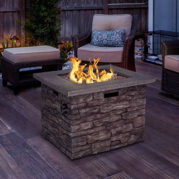 Veikous 31 In Square Outdoor Gas Fire, Dual Fire Pit Gas And Wood