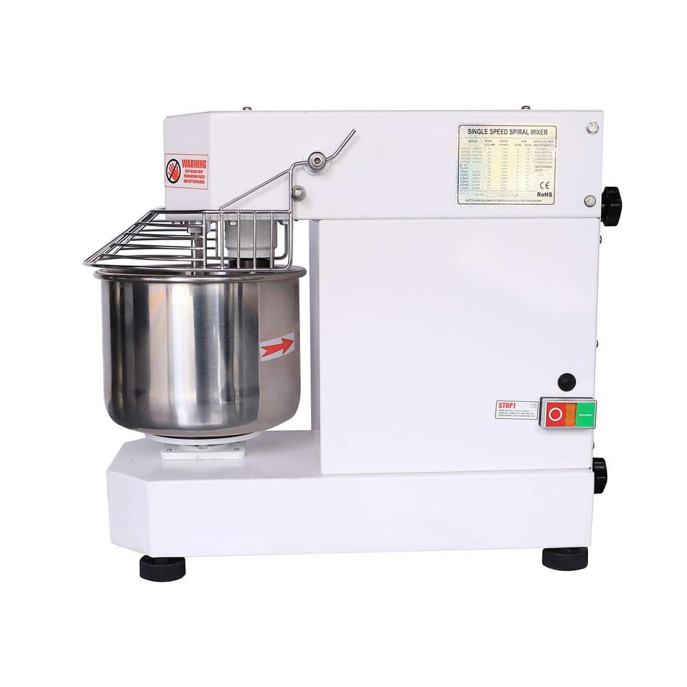 Hakka Commercial Dough Mixer, 5 Qt White Spiral Mixer ，Rotation speed Bowl/hook 19/193 r/min
