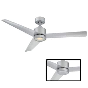 Lotus 54 in. LED Indoor/Outdoor Titanium Silver 3-Blade Smart Ceiling Fan with 3000K Light Kit and Wall Control
