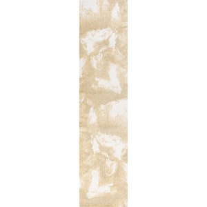 Petalo Abstract 2-Tone Modern Gold/Cream 2 ft. x 8 ft. Runner Rug