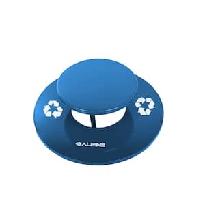 Blue Round Metal Rain Bonnet Recycling Trash Can Lid for Alpine 38 Gal. Outdoor Trash Can