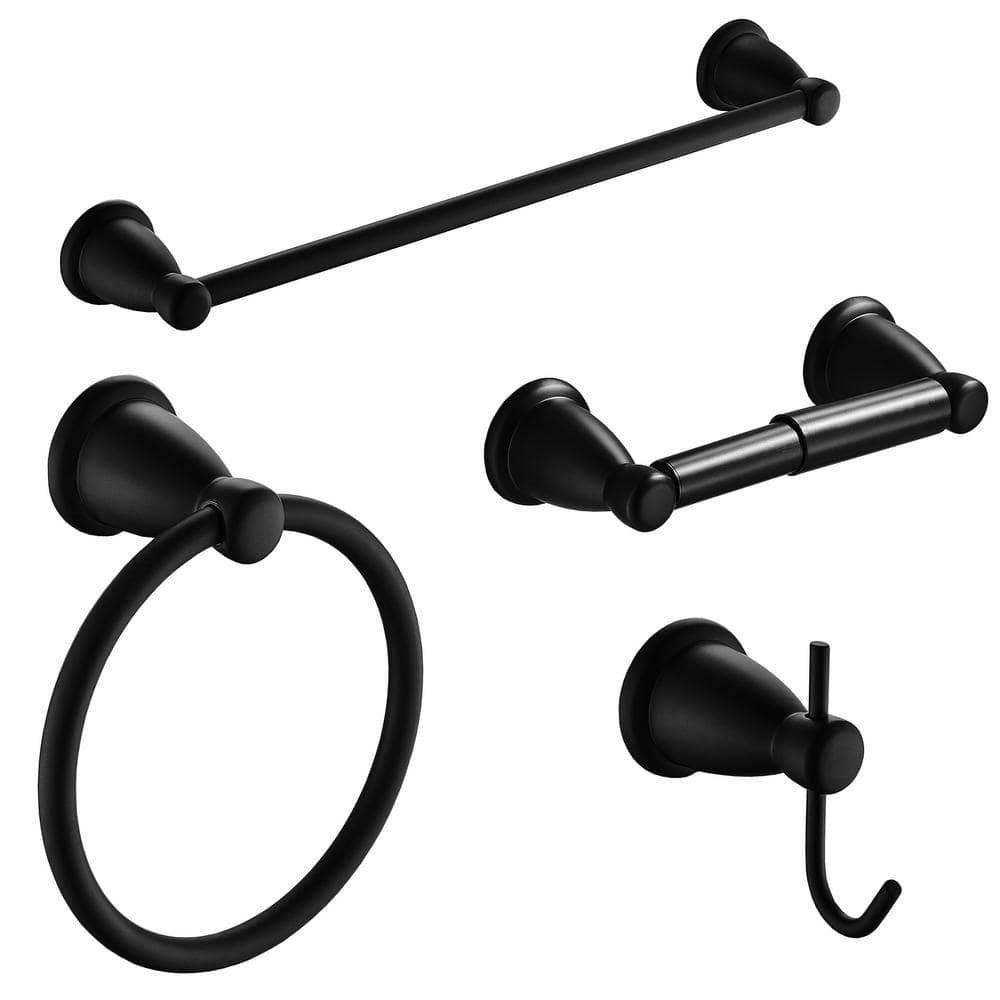 ACEHOOM 4Piece Bath Hardware Set with Mounting Hardware in Matte Black