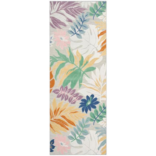Suncoast Multicolor 2 ft. x 6 ft. Floral Contemporary Runner Area Rug