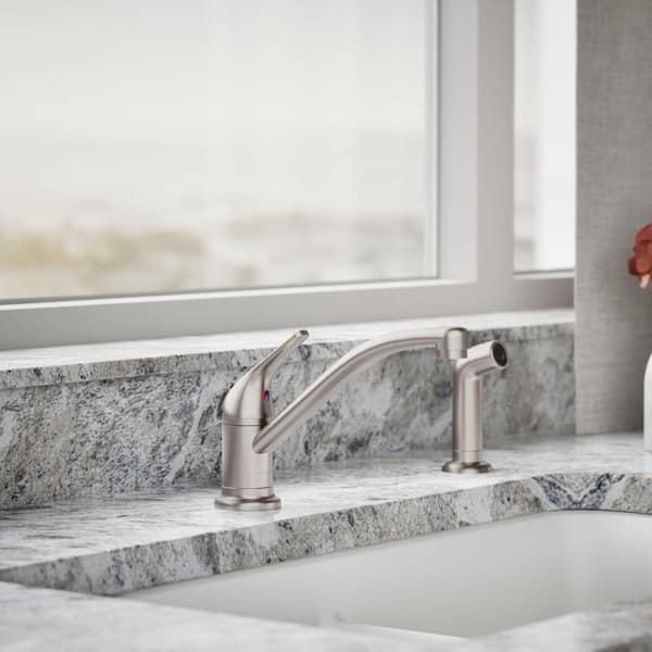Jolt Single Handle Standard Kitchen Faucet with Pull Out Spray Wand in Vibrant Stainless