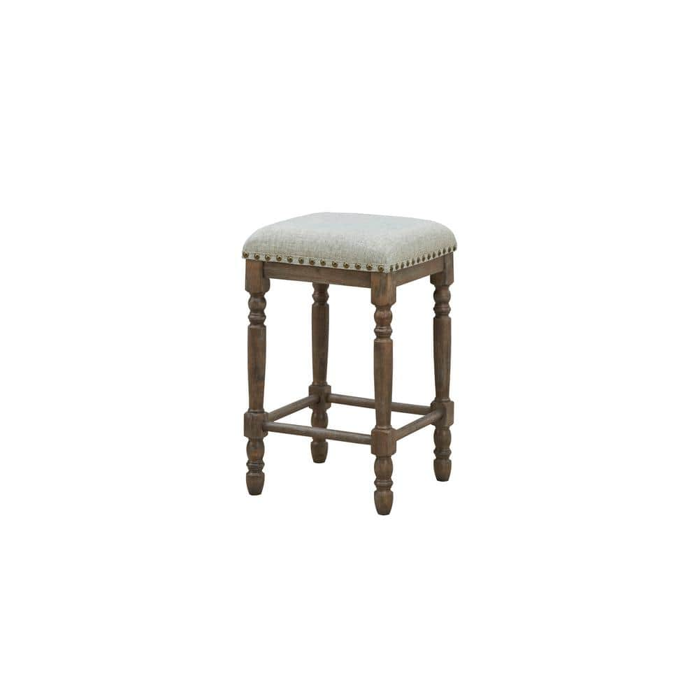 Brittany Deluxe 26 in. Vintage Walnut Backless Wood Bar Stool with ...