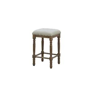 Brittany Deluxe 26 in. Vintage Walnut Backless Wood Bar Stool with Polyster Seat