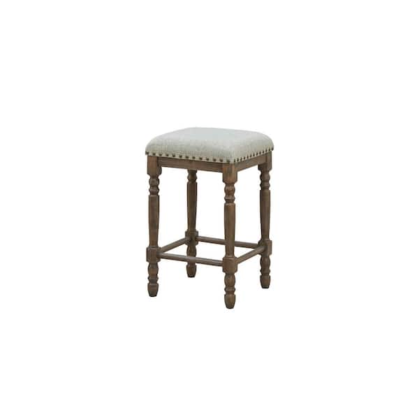 Unbranded Brittany Deluxe 26 in. Vintage Walnut Backless Wood Bar Stool with Polyster Seat
