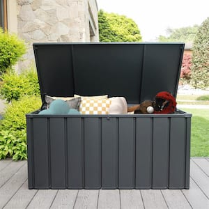 160 Gal. Dark Gray Steel Deck Box with Lockable Lid and Side Handles