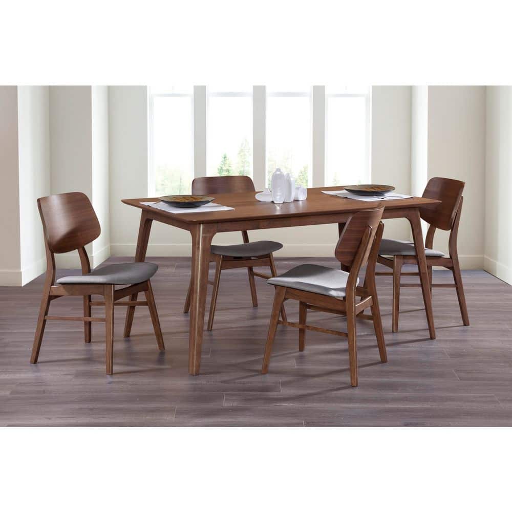 New Classic Furniture Oscar 5-Piece Rectangular Walnut/Dark Gray Wood Top Dining Table Set with 4-Chair