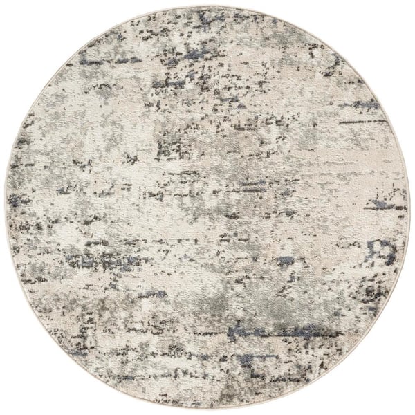 Nourison Concerto Ivory Blue Grey 4 ft. x 4 ft. Distressed Contemporary Round Area Rug
