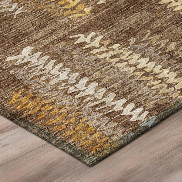 Chantille Machine Washable Indoor/Outdoor Abstract ACN2892 Chocolate 2 ft. x 7 ft. Runner Rug