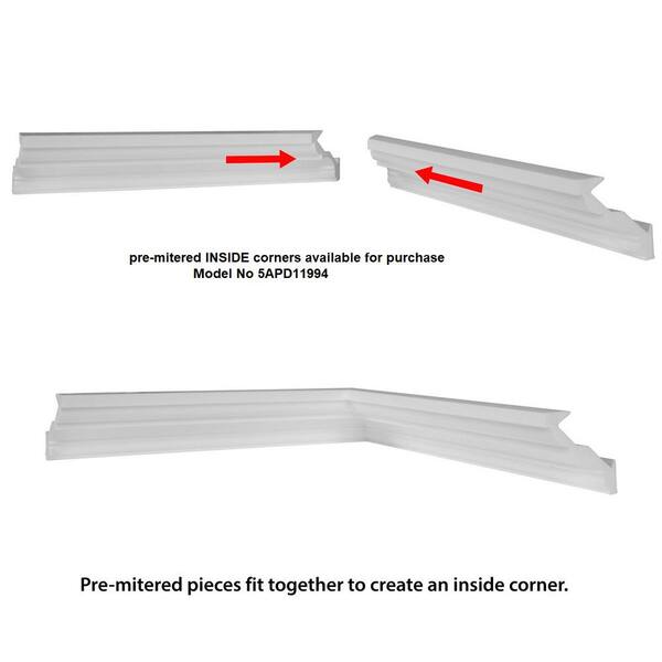 American Pro Decor Trim Fast 3-1/8 in. x 3-1/8 in. x 96 in. Plain Polystyrene Peel and Stick Crown Moulding 24 LF (3-Pack)
