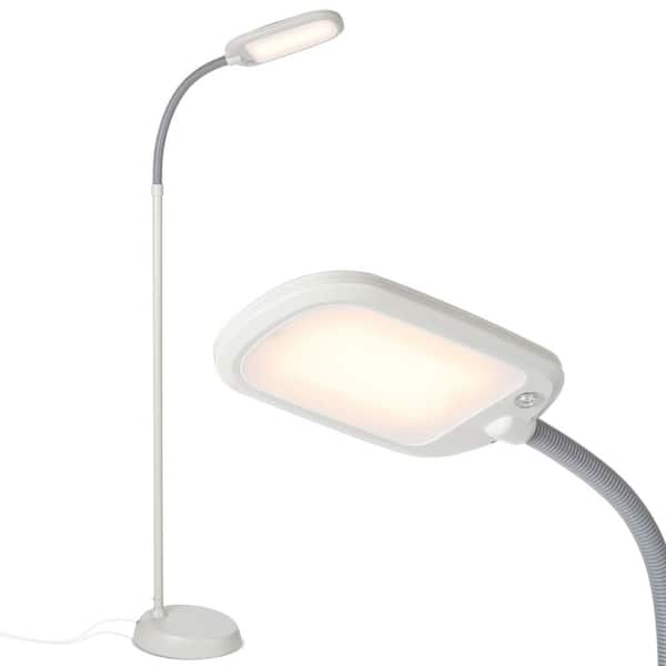 Brightech Litespan Slim 55 in. White Industrial 1-Light Dimmable and Color Temperature Adjustable LED Floor Lamp