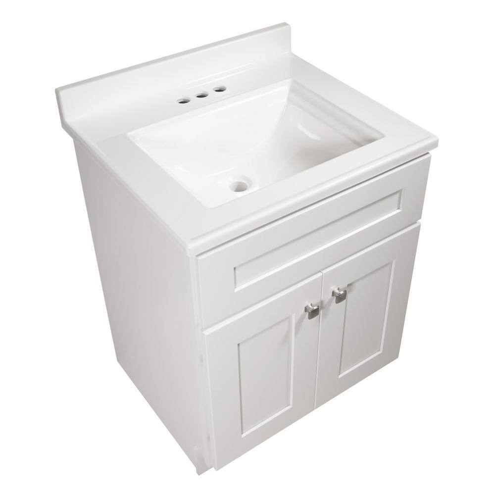 Camilla 25-Inch White Cultured Marble Vanity Top with Backsplash