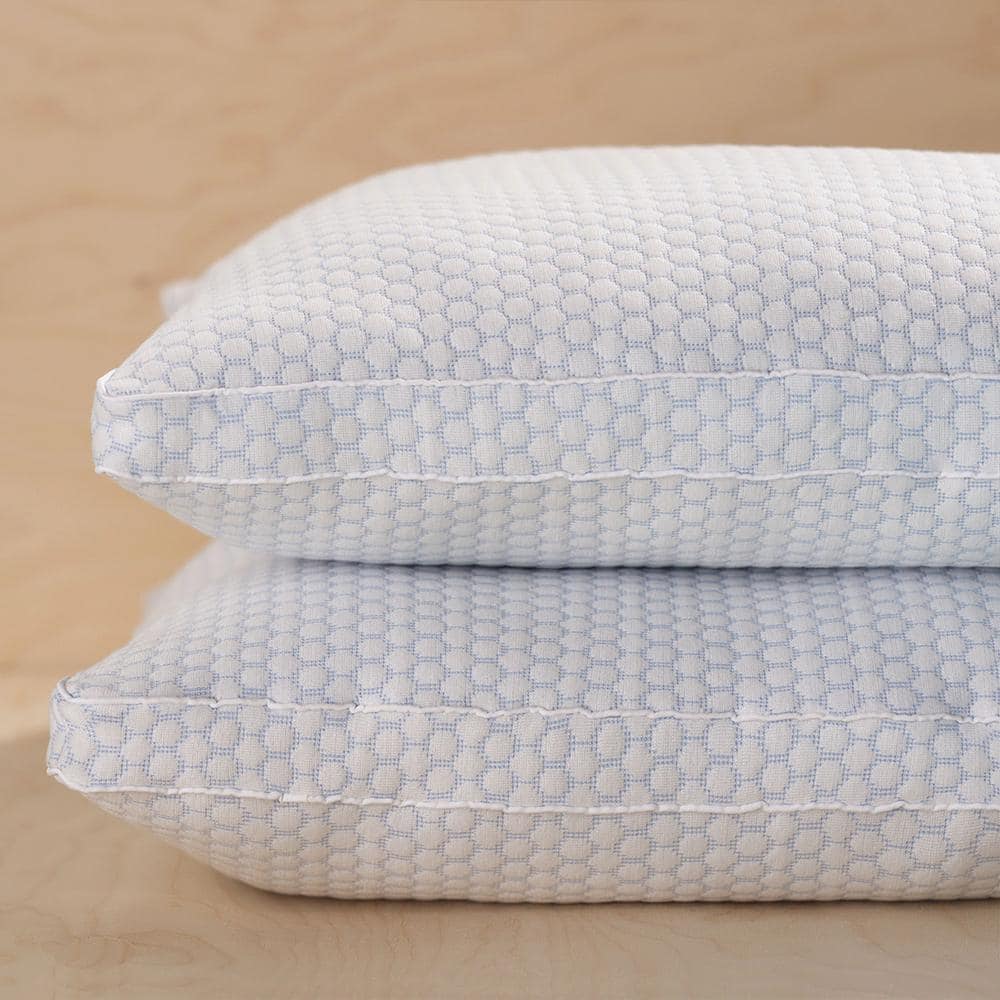 Queen Size Blue and White Hypoallergenic Cooling Pillow
