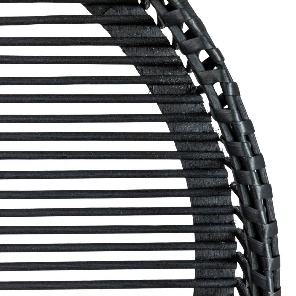Black Bamboo and Metal Round Tray Tables Set of 2