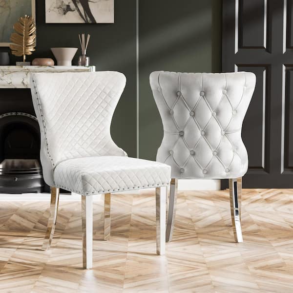 Furniture of America Aldeen White Fabric Upholstered Diamond