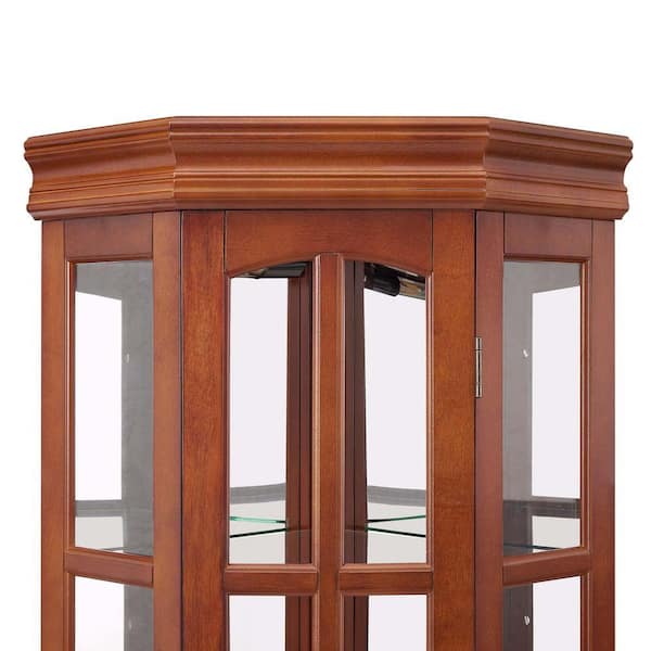 XUJMK 18 in. W x 23 in. D x 71 in. H Brown Linen Cabinet Curio