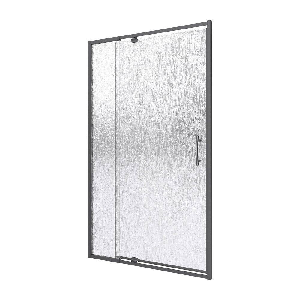 38 in. - 42 in. W x 71 in. H Pivot Framed Shower Door in Matte Black with 1/4 in. SGCC Rain Glass price history on PriceWatchPro