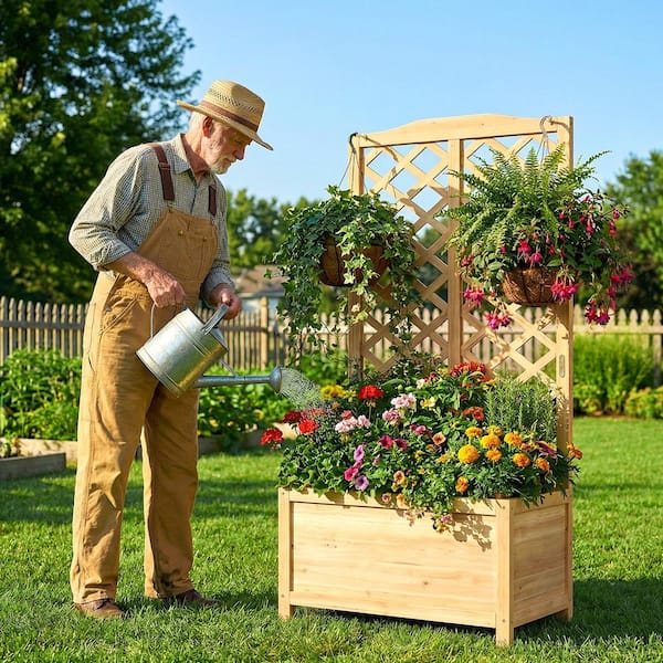 BOZTIY 30 in. L x 16 in. W x 59 in. H Freestanding Raised Garden