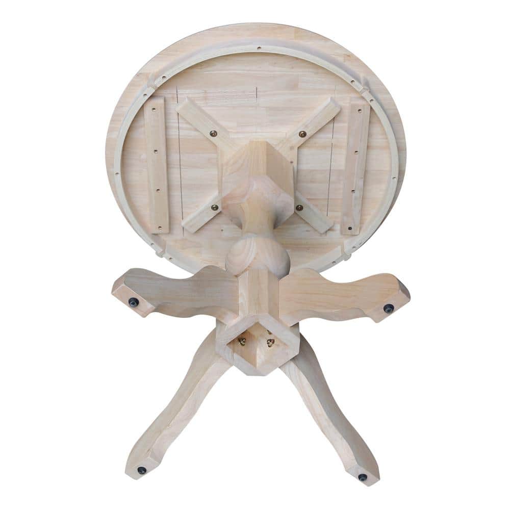 Elegant 30" Round Unfinished Rubberwood Pedestal Dining Table