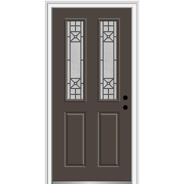 MMI Door 32 in. x 80 in. Courtyard Left-Hand 2-Lite Decorative Painted Fiberglass Smooth Prehung Front Door, 4-9/16 in. Frame