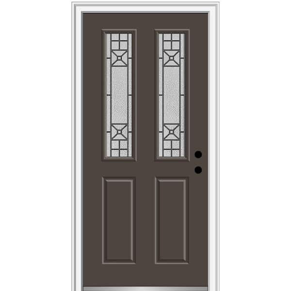 MMI Door 34 in. x 80 in. Courtyard Left-Hand 2-Lite Decorative Painted Fiberglass Smooth Prehung Front Door on 4-9/16 in. Frame
