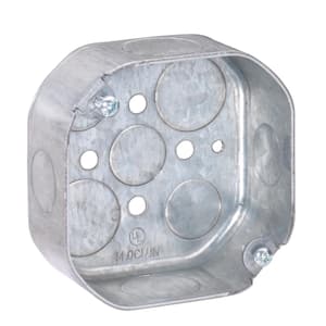 4 in. W x 1-1/2 in. D Steel Metallic Octagon Box with Five 1/2 in. and Four 3/4 in KO's, 1-Pack