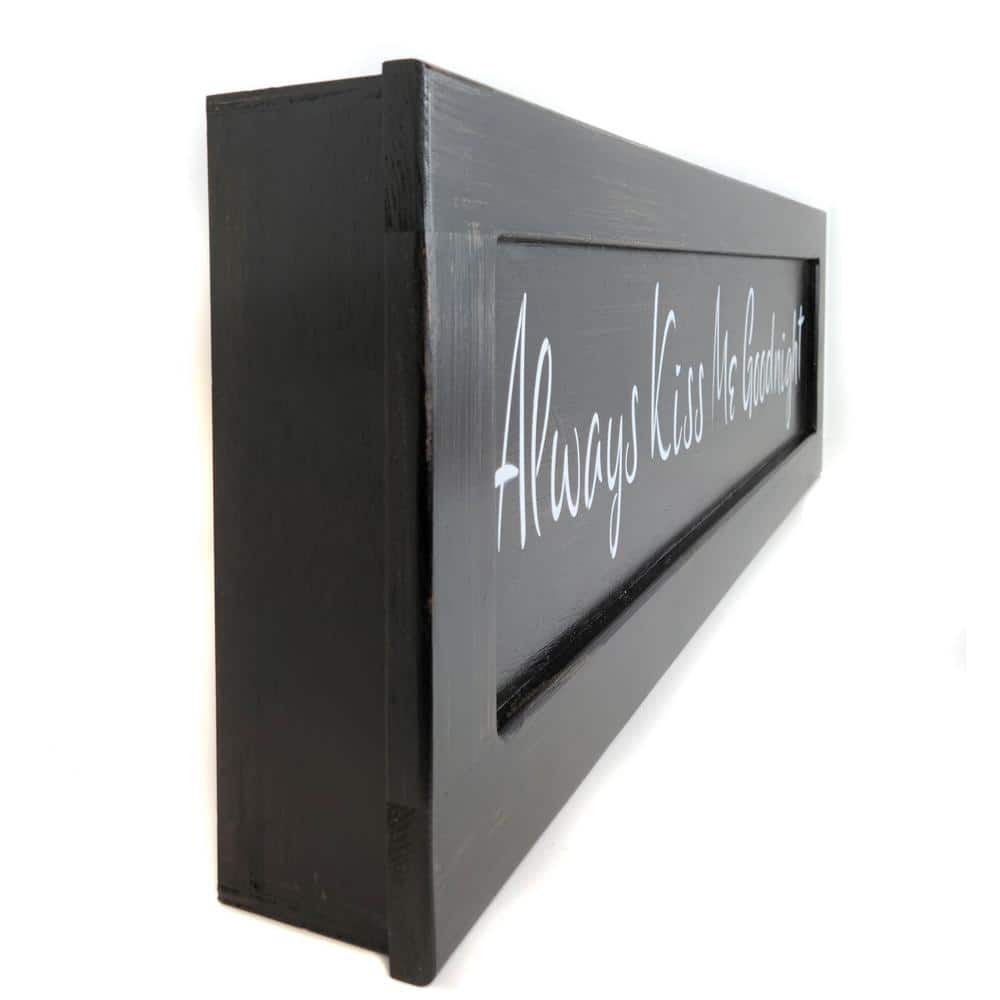 Black Distressed Wood Wall Decor with Hidden Gun Compartment